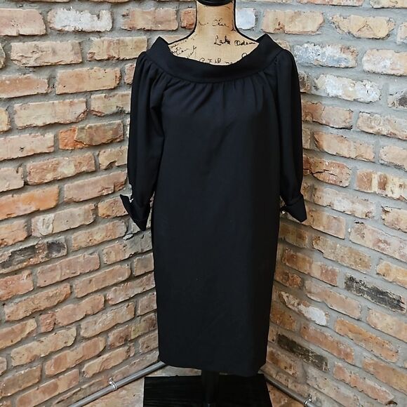 Strut & Bolt Black Shift dress puffed 3/4 sleeves size Small - Picture 1 of 12